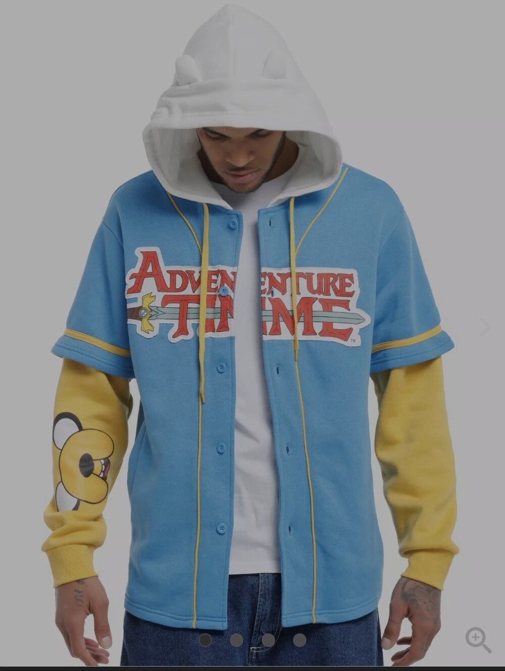 Adventure Time Blue Hooded Pullover with White Logo Trim